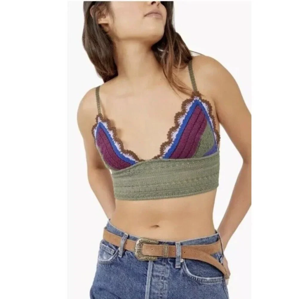 Free People Intimately Another‎ Weekend Bralette Crochet Knit Tank Bra NEW sz M